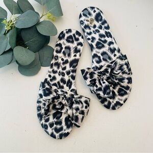 Verdusa Leopard Bow Slip On Sandals